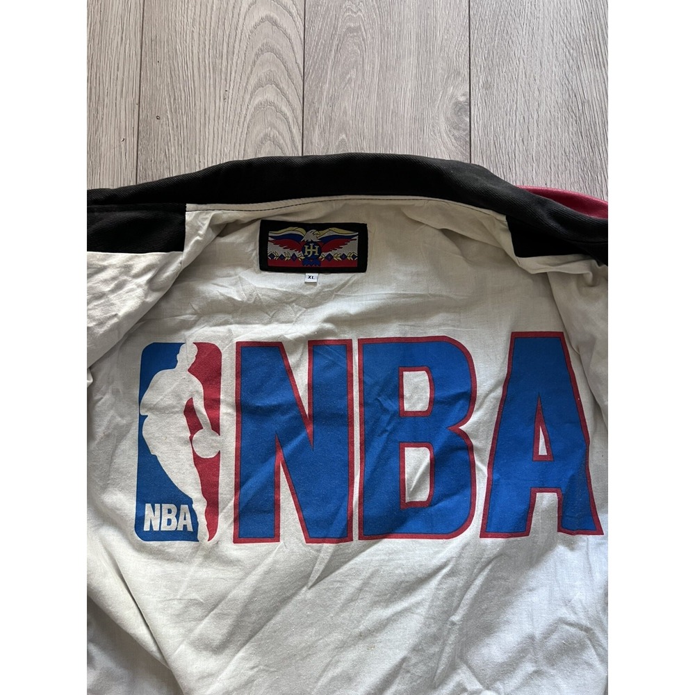 Vintage Chicago Bulls Embroidered Jeff Hamilton Leather NBA Jacket Size XL - Picture 8 of 8